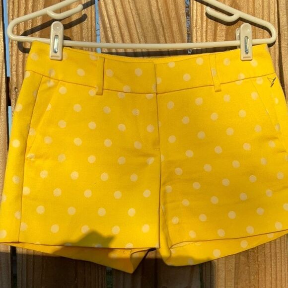 Take 50% OFF- Ann Taylor Yellow Polka-dot Signature Shorts, Size-0P - Picture 2 of 5
